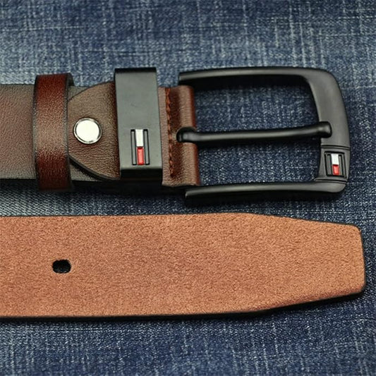PU Leather Alloy Pin Square Buckle Belt