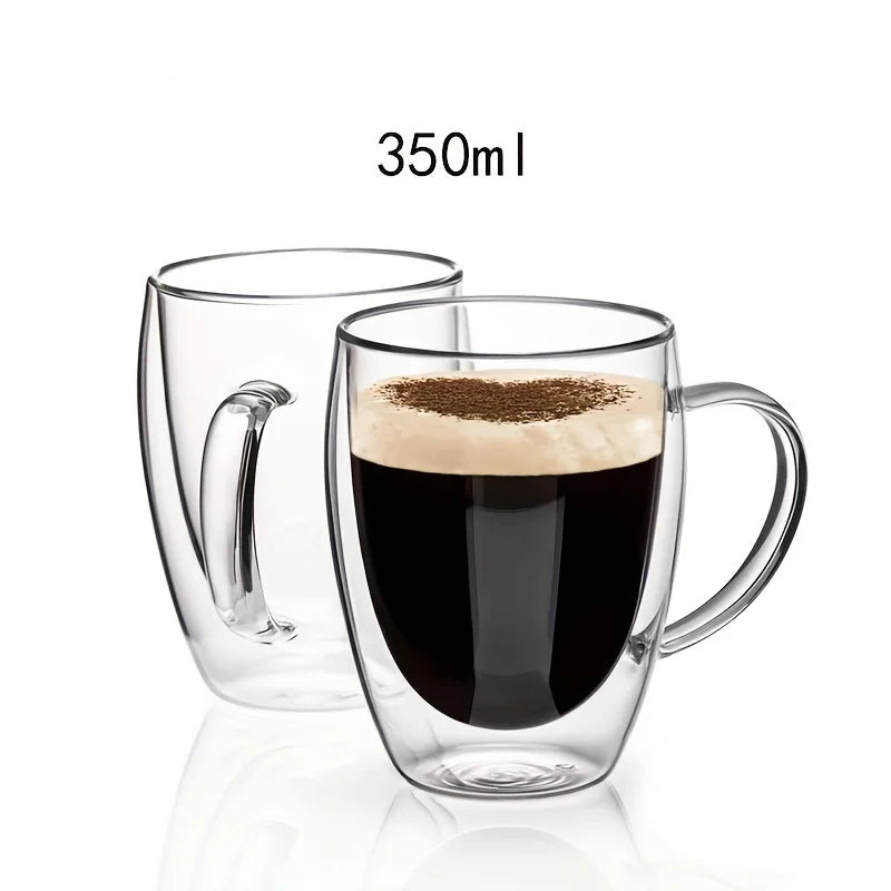 350ML Double Wall Glass Coffee Mug