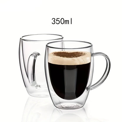350ML Double Wall Glass Coffee Mug