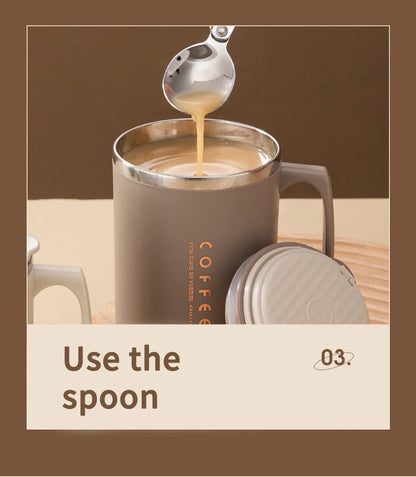 Double-Wall Insulated Mug With Spoon & Straw
