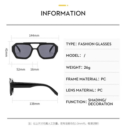 Square Double Bridges Women's Sunglasses