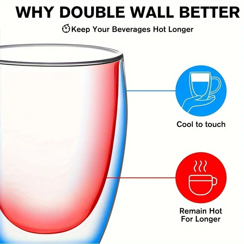 350ML Double Wall Glass Coffee Mug