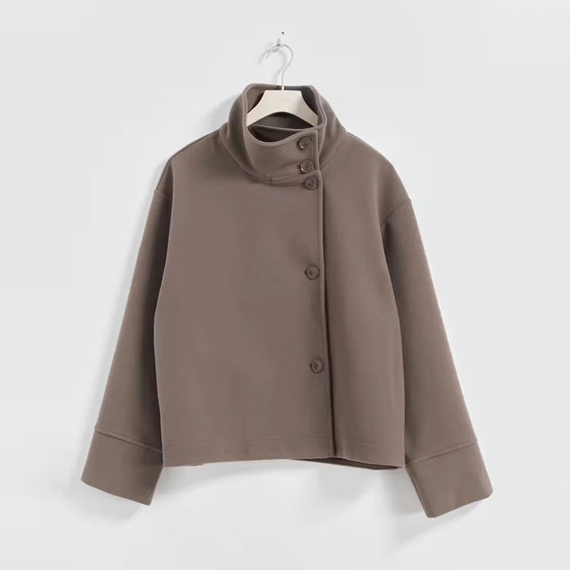 Stand Collar Short Jacket For Women