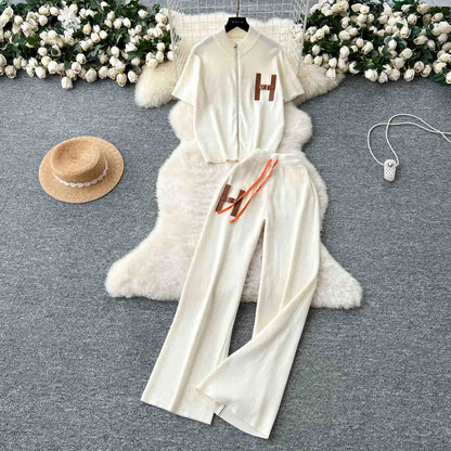 Round Neck Short Sleeved Two-piece Set