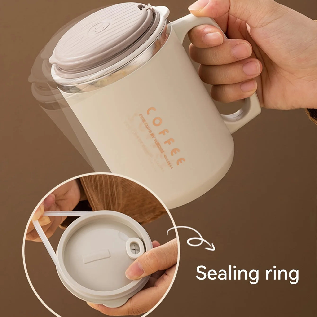 Double-Wall Insulated Mug With Spoon & Straw