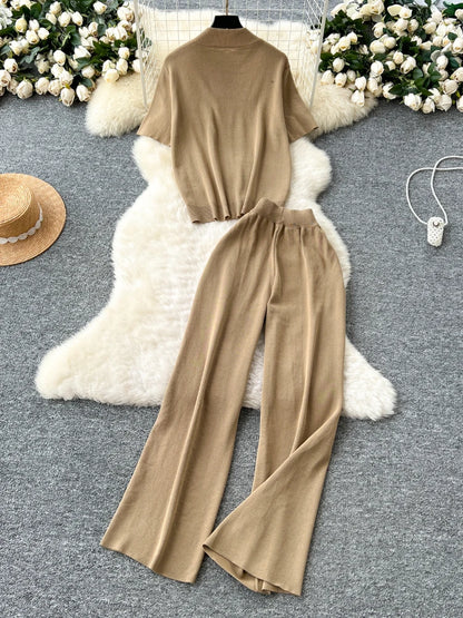 Round Neck Short Sleeved Two-piece Set