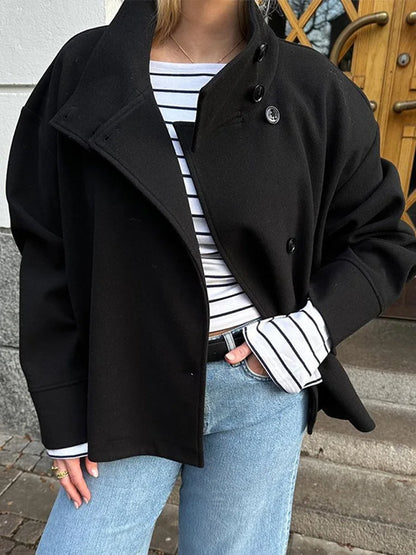 Stand Collar Short Jacket For Women