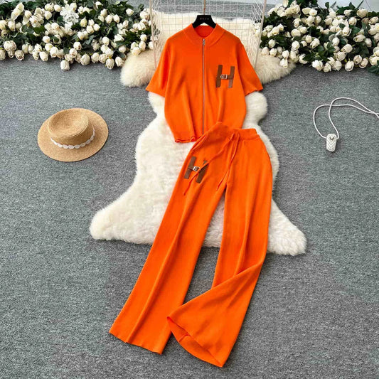 Round Neck Short Sleeved Two-piece Set