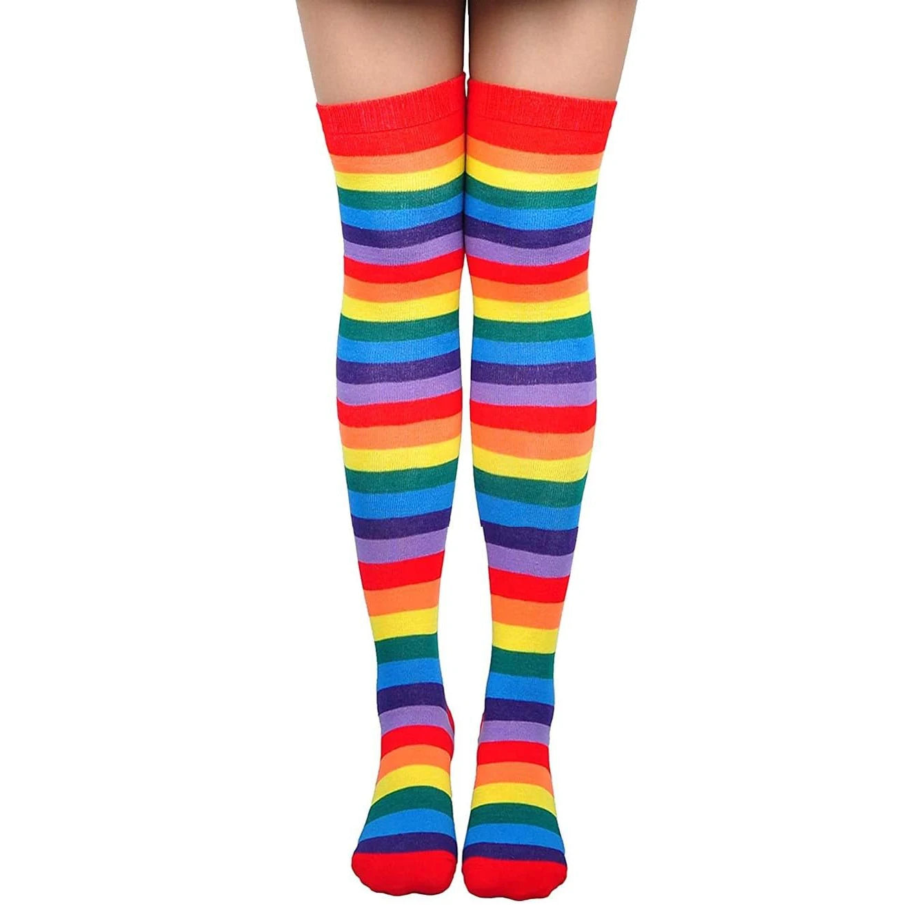 Over-Knee Rainbow Thigh High Socks Gloves Set
