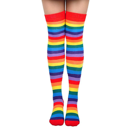Over-Knee Rainbow Thigh High Socks Gloves Set
