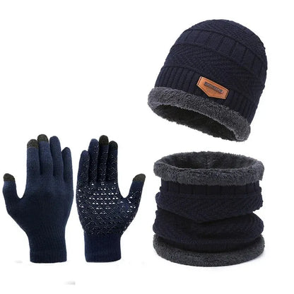 Men's windproof hat, scarf, gloves, Set