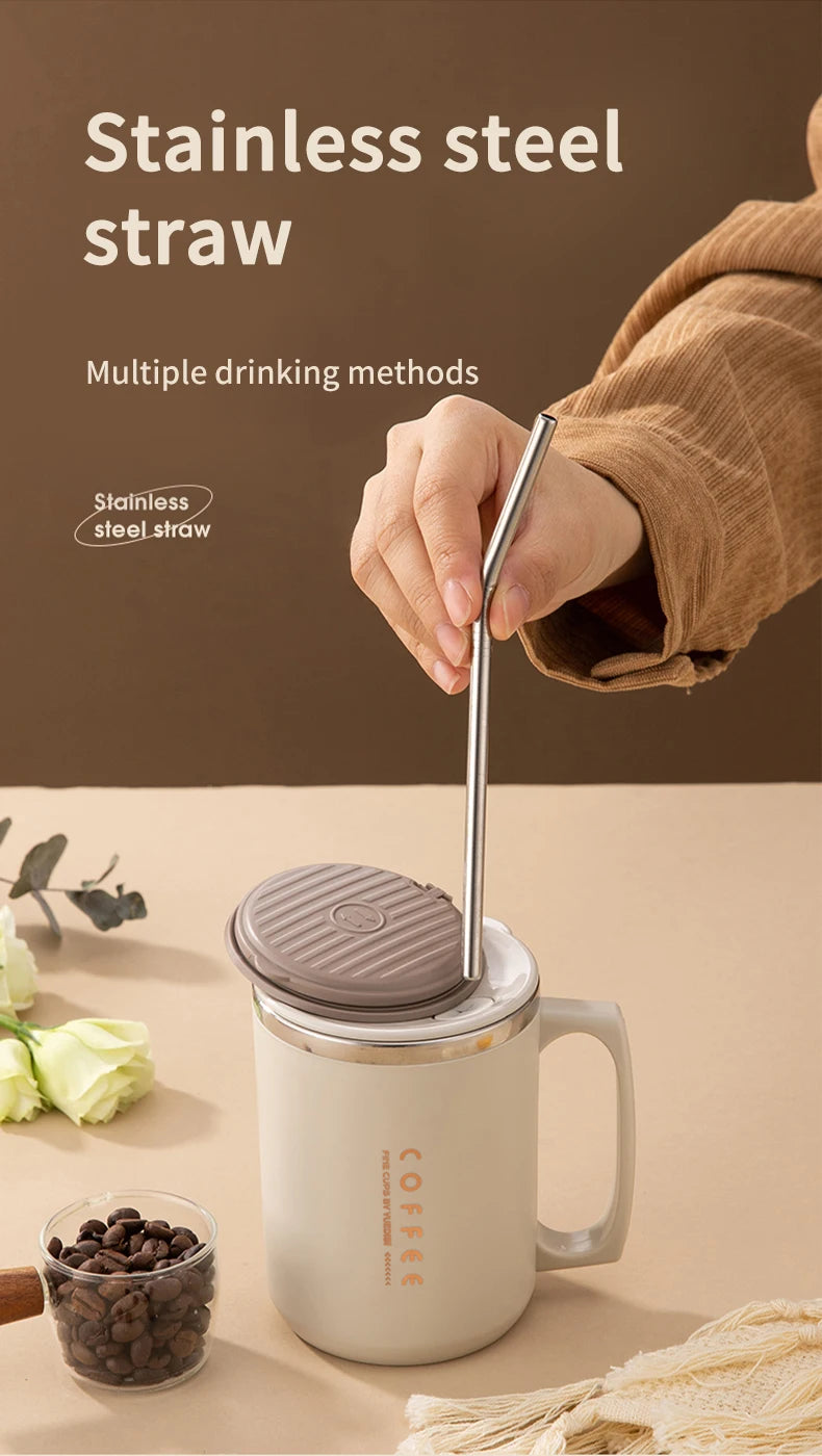 Double-Wall Insulated Mug With Spoon & Straw