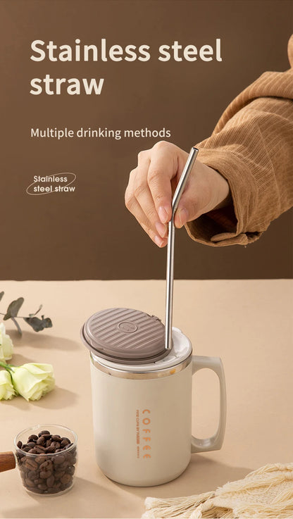 Double-Wall Insulated Mug With Spoon & Straw