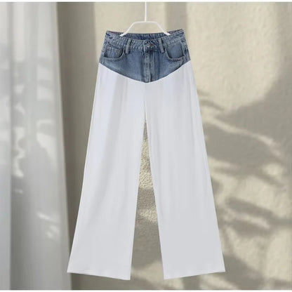 Casual Denim Contrast Vest Pants Set
