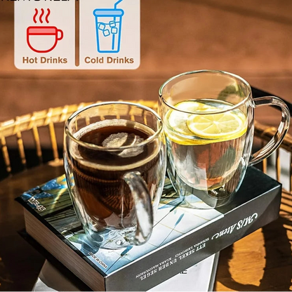 350ML Double Wall Glass Coffee Mug