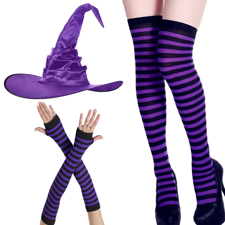Over-Knee Rainbow Thigh High Socks Gloves Set