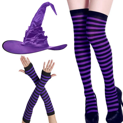 Over-Knee Rainbow Thigh High Socks Gloves Set