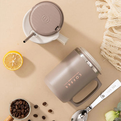 Double-Wall Insulated Mug With Spoon & Straw