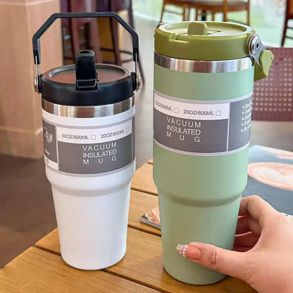 Thermal Water Bottle With Straw
