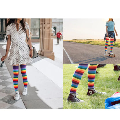 Over-Knee Rainbow Thigh High Socks Gloves Set