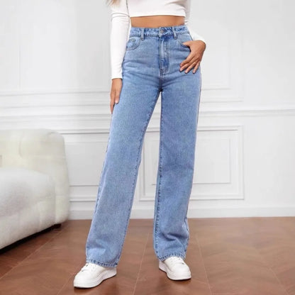 High Waist Slim Straight Ladies Jeans