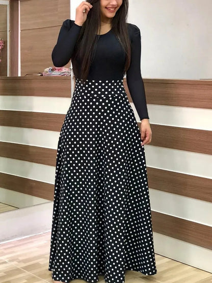 Autumn Flower Color Matching Long Dress