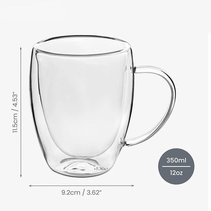 350ML Double Wall Glass Coffee Mug