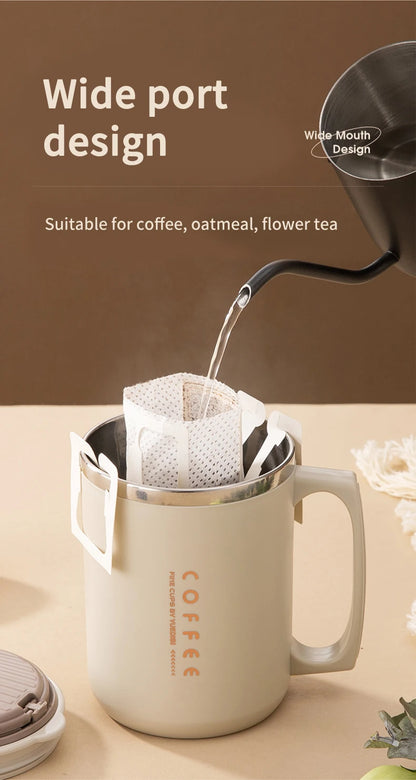 Double-Wall Insulated Mug With Spoon & Straw