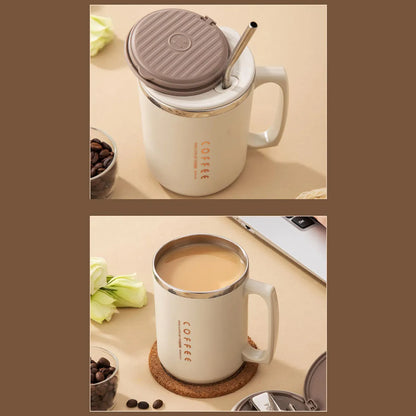 Double-Wall Insulated Mug With Spoon & Straw