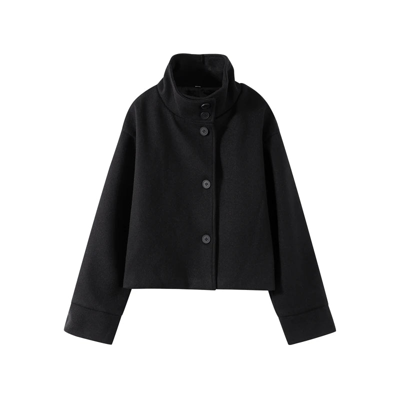 Stand Collar Short Jacket For Women