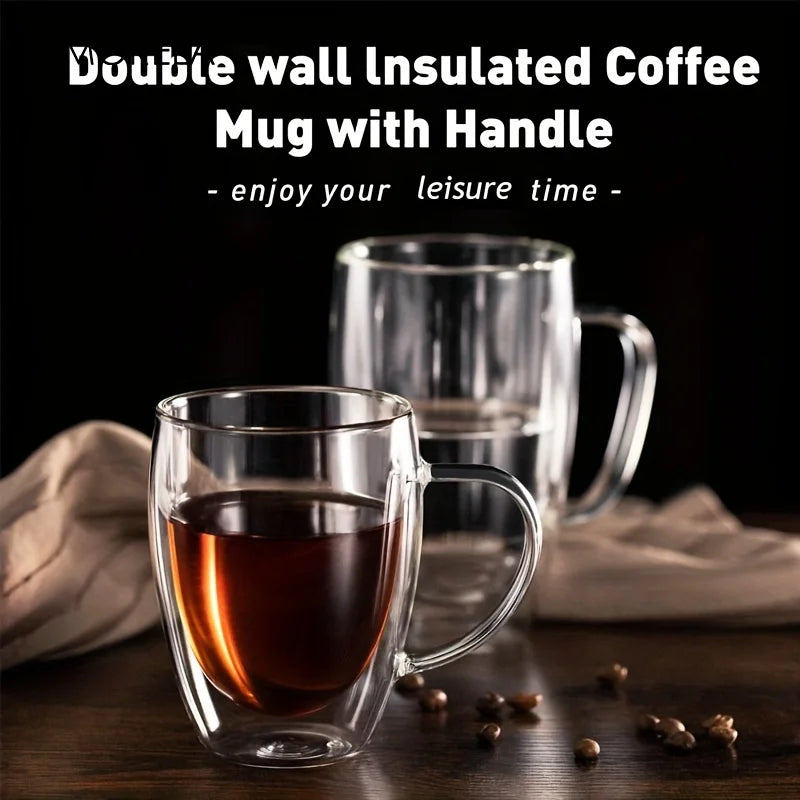 350ML Double Wall Glass Coffee Mug