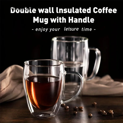 350ML Double Wall Glass Coffee Mug