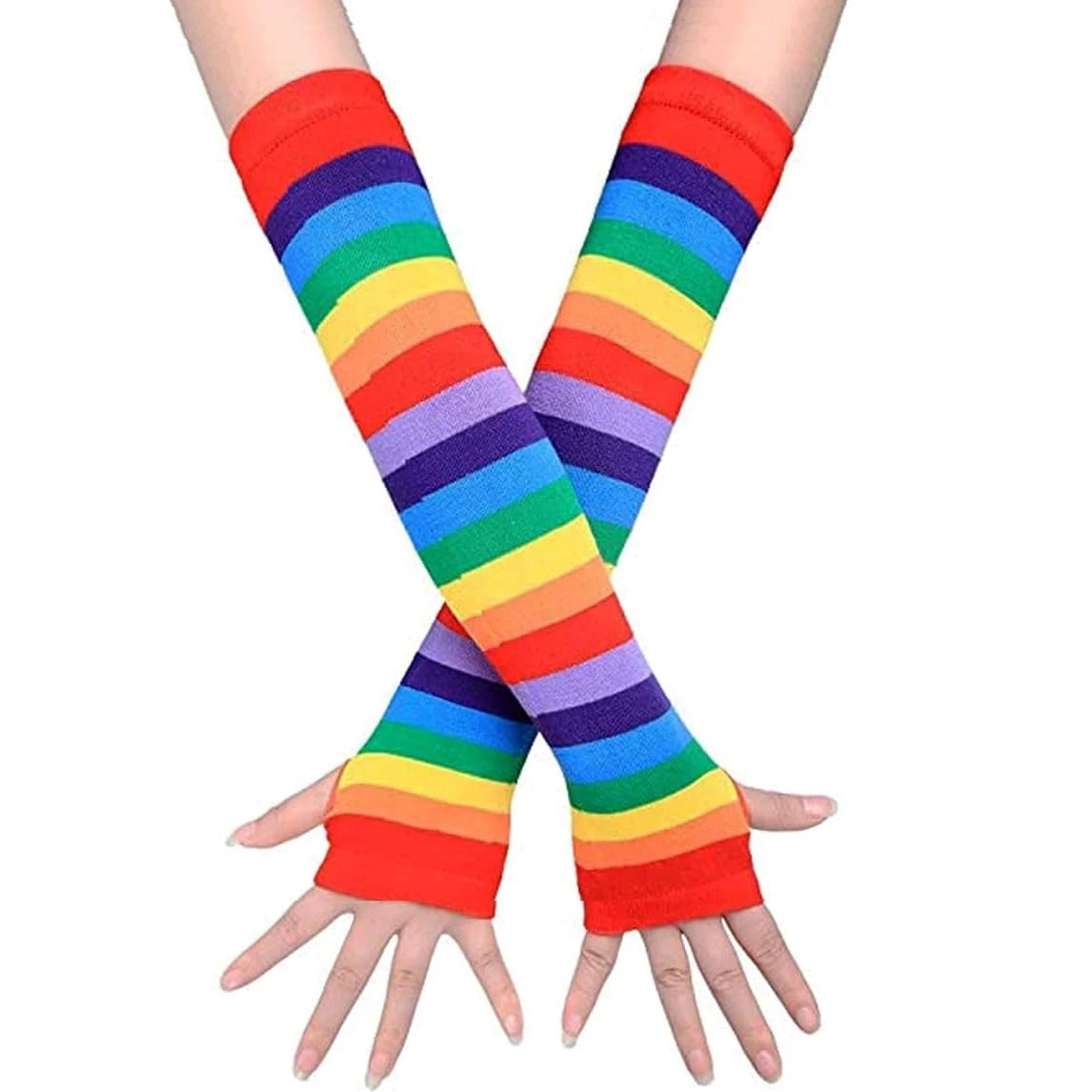 Over-Knee Rainbow Thigh High Socks Gloves Set