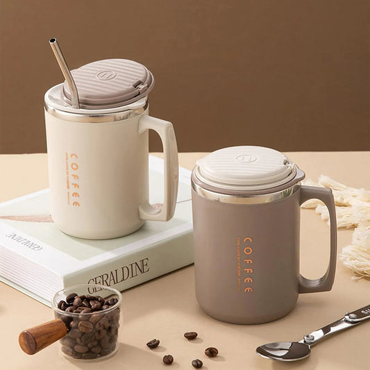 Double-Wall Insulated Mug With Spoon & Straw