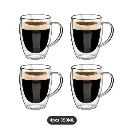350ML Double Wall Glass Coffee Mug