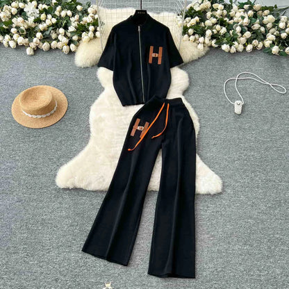 Round Neck Short Sleeved Two-piece Set