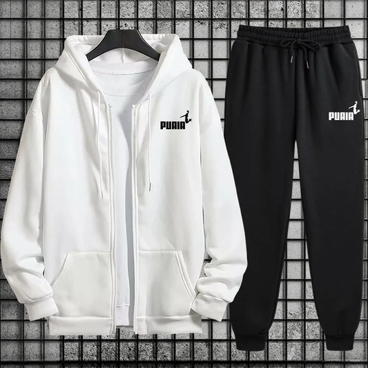 Printed hooded sweatshirt pants 2piece set